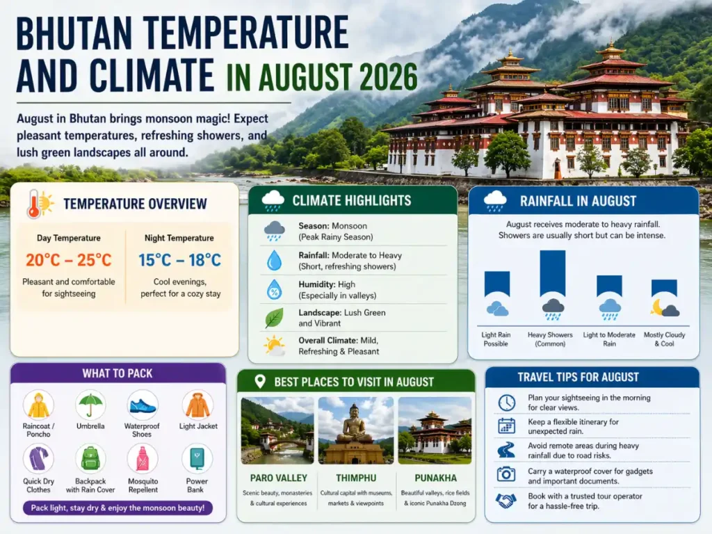 Bhutan Temperature and Climate in August 2026