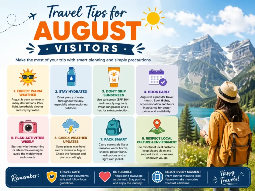Travel Tips for August Visitors
